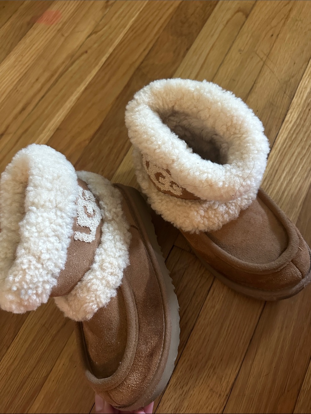 UGG Chestnut and Cream Shearling Kids Booties